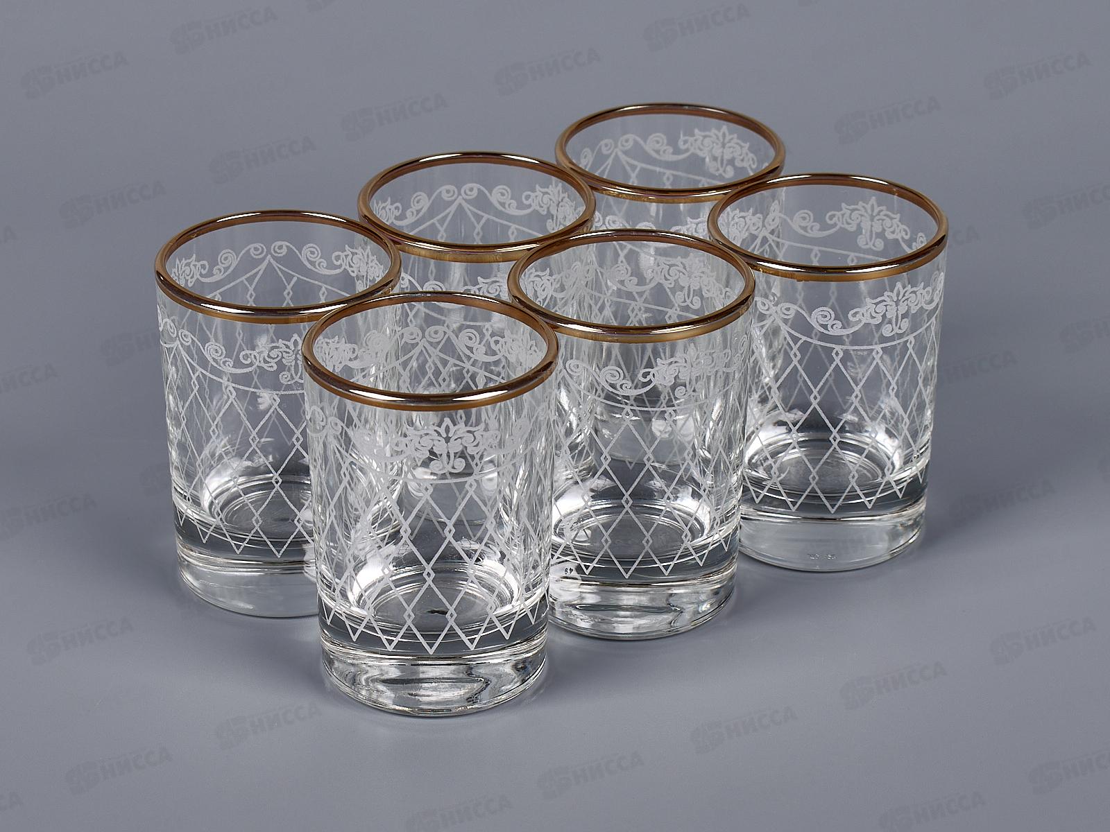 Набор стопок ЛЕЛЬ 50мл 6шт 1022-ГЗ Винтаж гравировка отвод золото *12