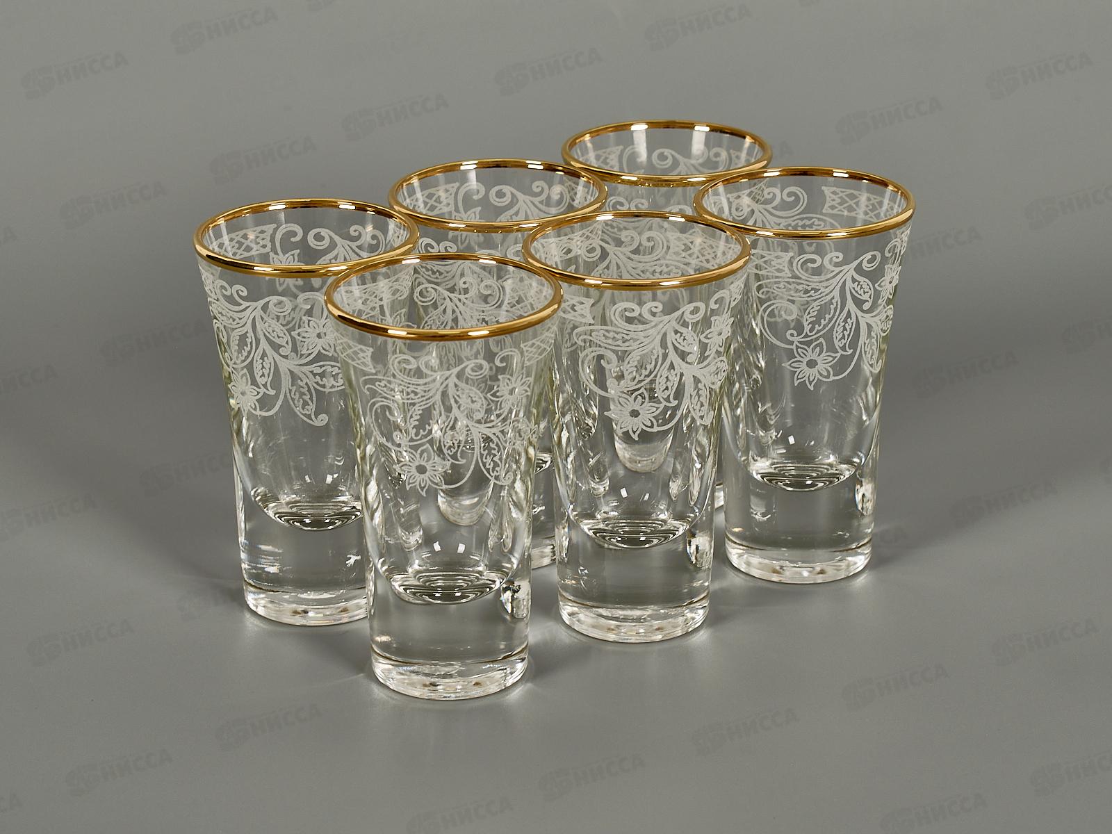 Набор стопок 60мл 6шт 1088-ГЗ Акация гравировка отвод золотом *8