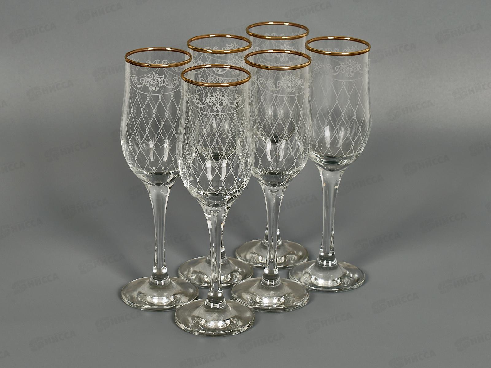 Набор бокалов 6шт 200мл 1712-ГЗ2 Винтаж гравированный, отводка золотом*3