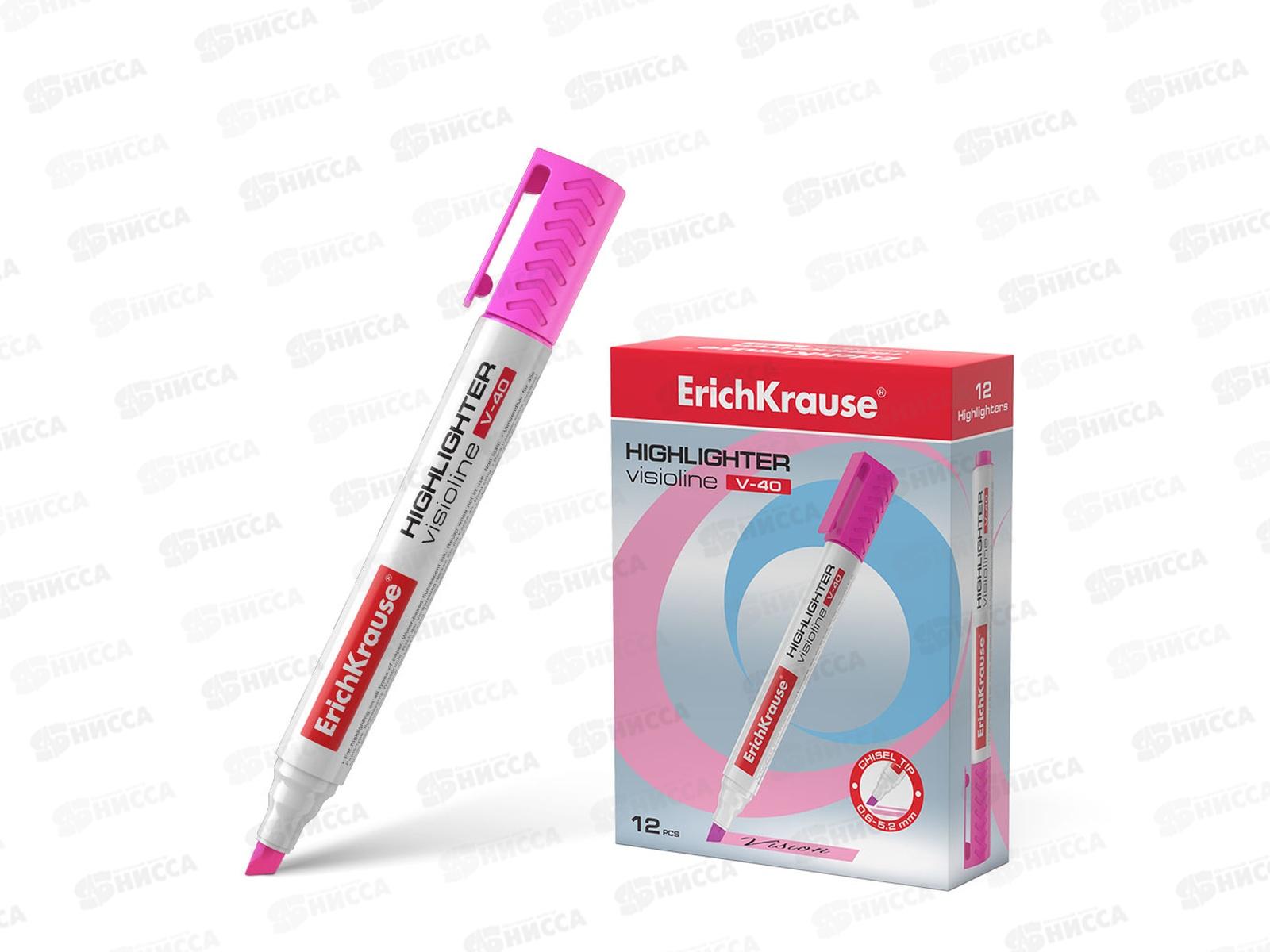 Маркер Erich Krause V-40 текстовый , розовый, 30976 *12/144