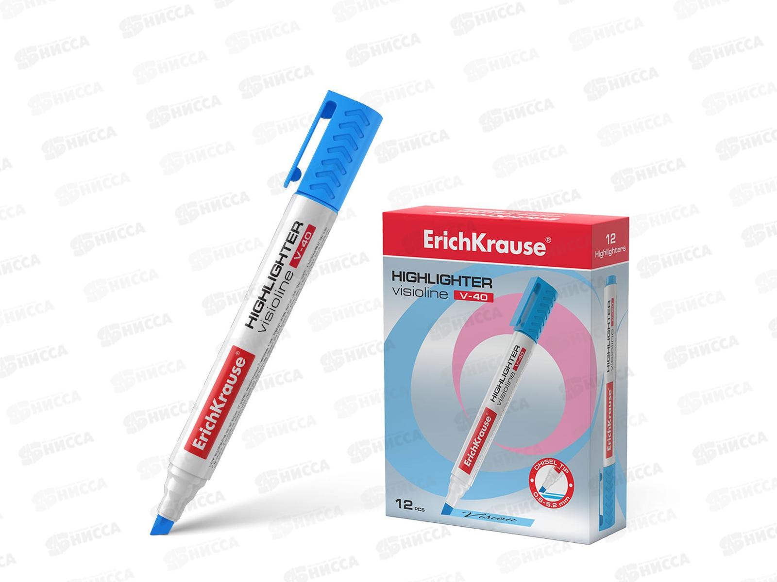 Маркер Erich Krause V-40 текстовый , голубой,30978 *12/144