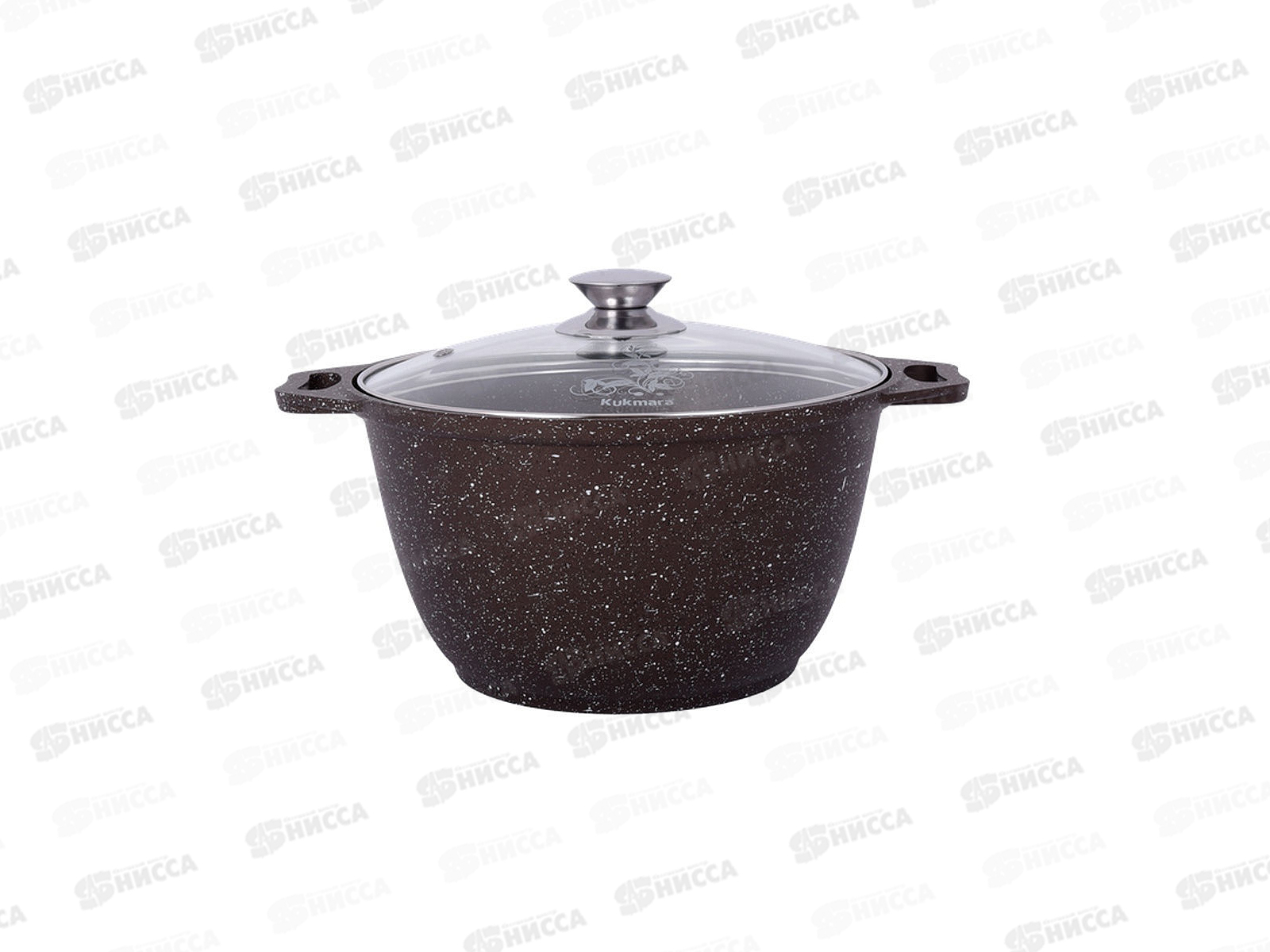Кастрюля 4,0л со стеклянной крышкой антипригарное покрытие кмк42а(кофейный мрамор)  *3