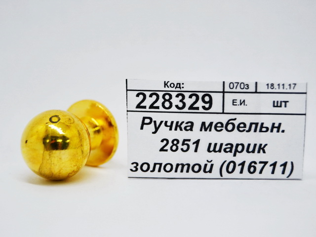 Ручка мебельная 2851 шариковая золотой (016711)  Ж