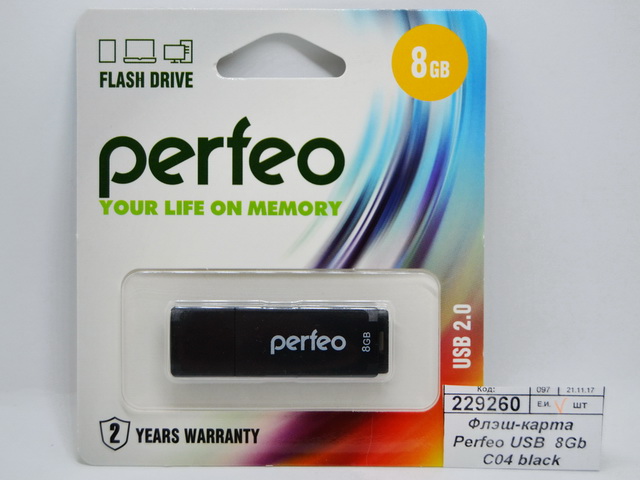 Флэш-карта Perfeo USB  8Gb C04 black