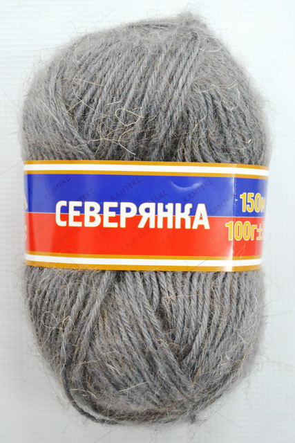 Пряжа Северянка шерсть 30%/верблюжья шерсть 5%/акрил 65% 100гр 150м серый 169 *10