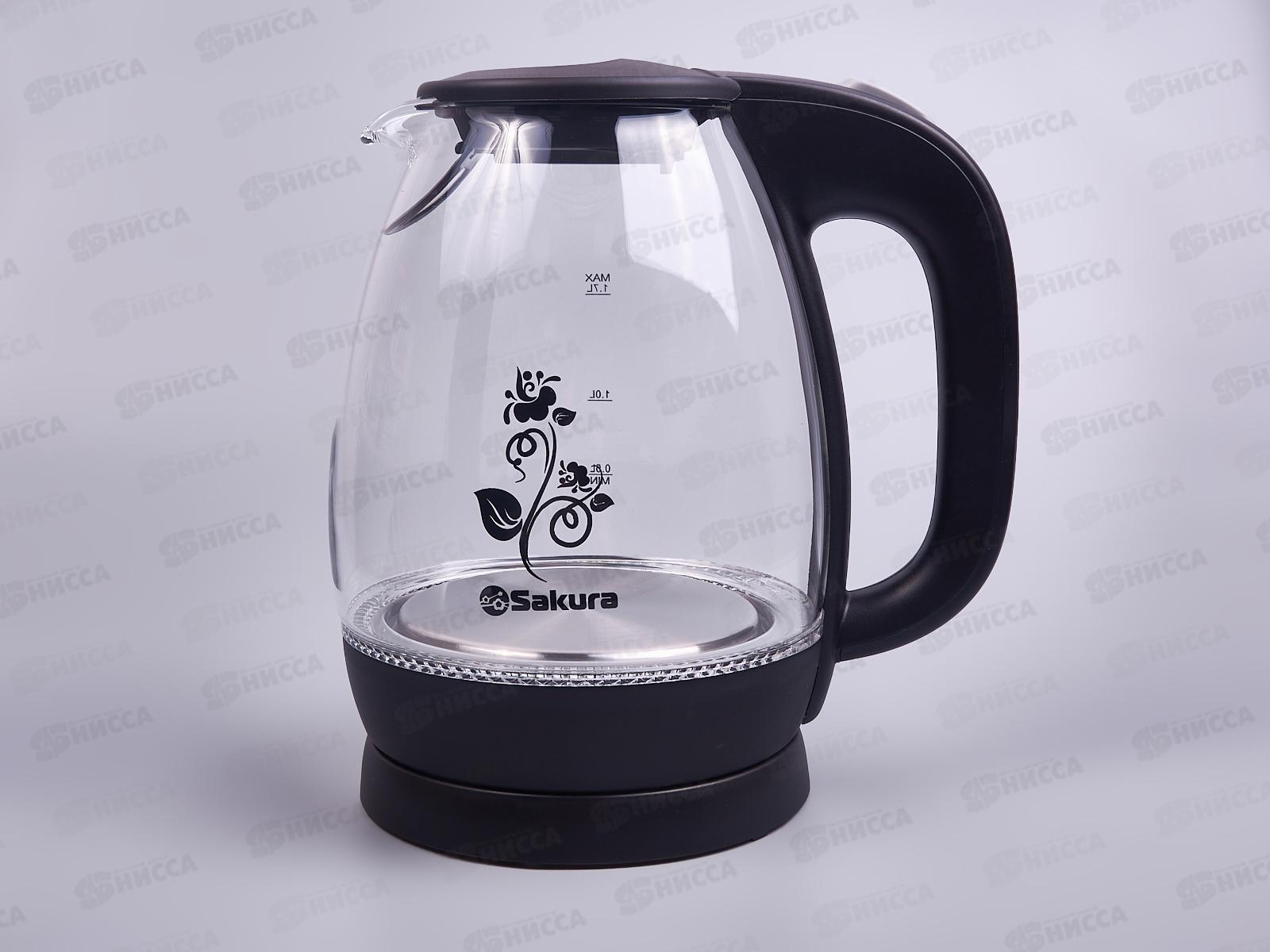 Чайник электрический SA-2715BK 1,7л стеклянный с подсветкой