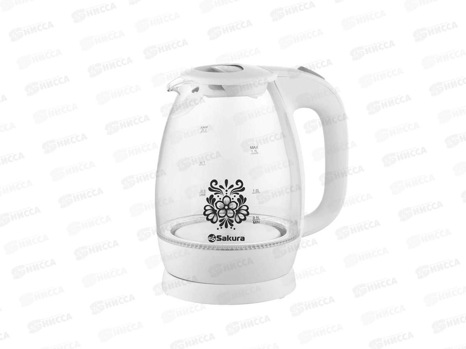 Чайник электрический SA-2715W 1,7л стеклянный с подсветкой