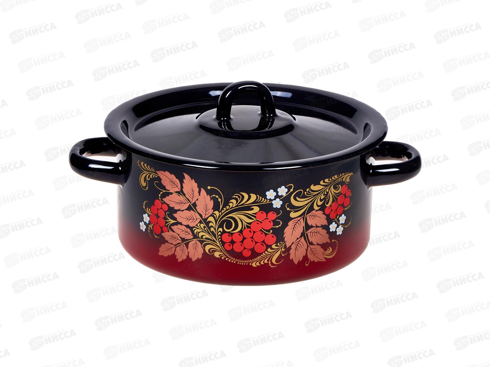 Кастрюля 2,0л цилиндрическая декорированная красно-черная с петлей С1610.8 *8