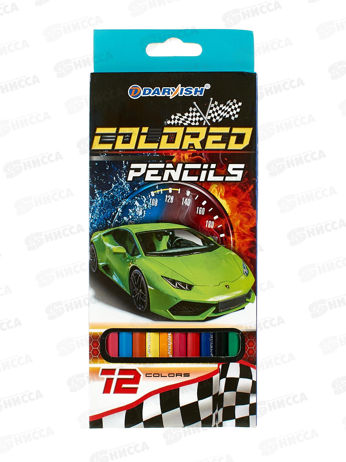 Карандаши 12 цветов Darvish Машинка, пластиковые, DV-1073-12 *12/120