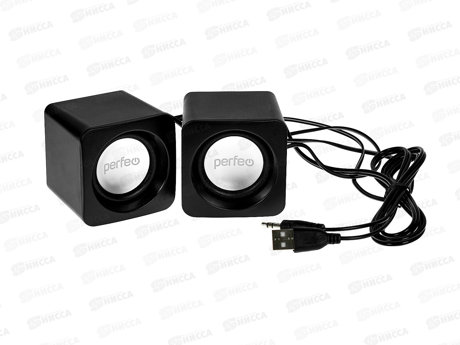 Колонки Perfeo 2.0 Wave, 2*3Вт, USB черный, PF-128-B