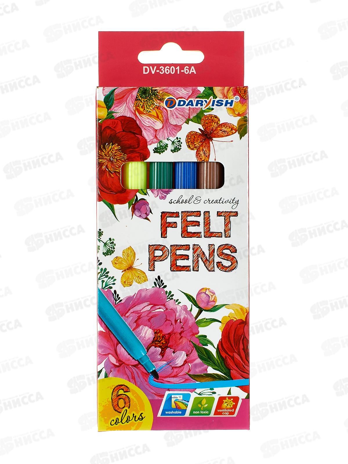 Фломастеры 6 цветов Darvish для девочек, картонная упаковка, DV-3601-6А*24/240