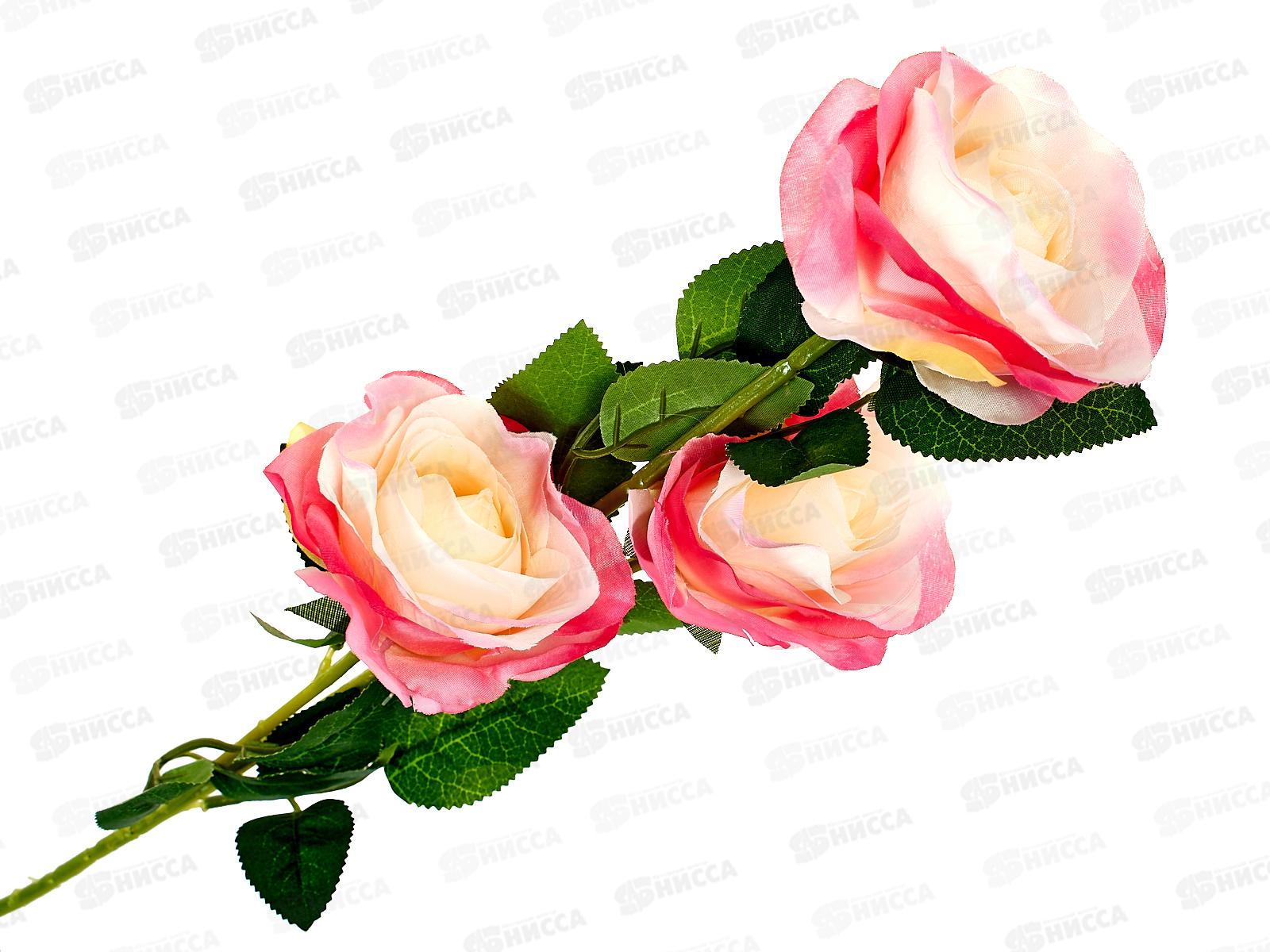 Цветы искусственные 61см Роза Жанна бело-розовая 2578228