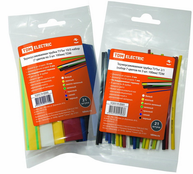 Термоусаживаемая трубка ТУТнг 20/10 (7цв*3шт 100мм), 0509 TDM *10/180