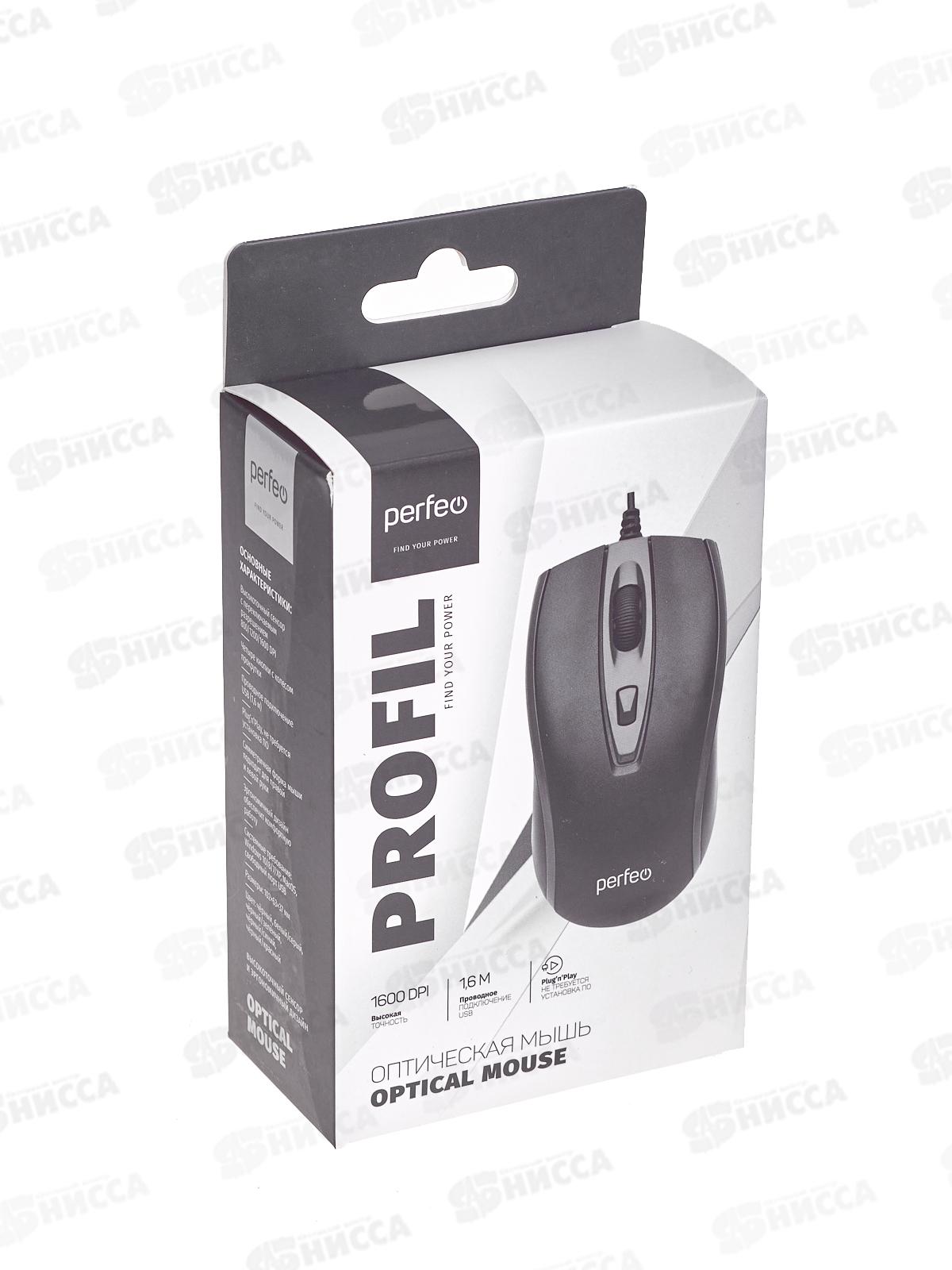 Мышь PERFEO опт. 4кн USB, чер, PF-383-OP-B (PF_4932)