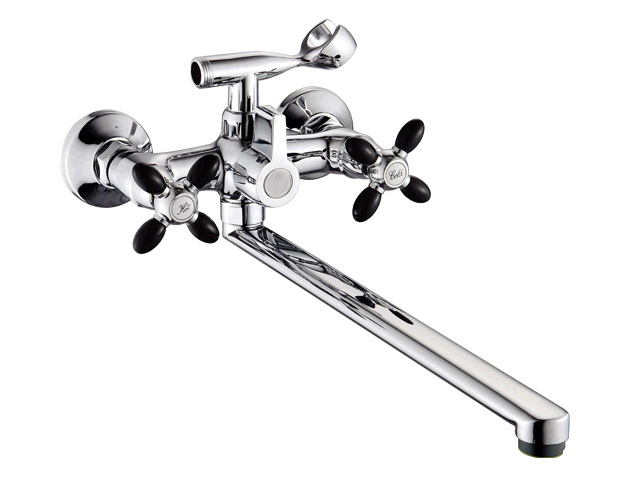 Смеситель для ванны РОТАТО Р2771-6 плоский, черный