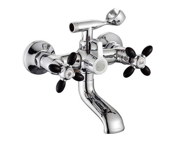 Смеситель для ванны РОТАТО Р3071-6 короткий гусак, черный