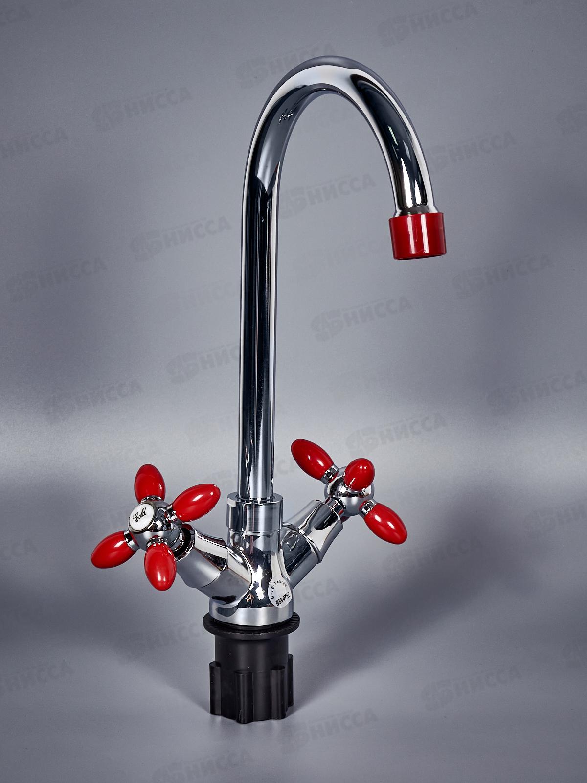 Смеситель для кухни ЭВЕРЕСТ высокий В59-071C, красный