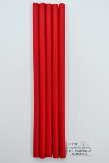 Бигуди для волос №6, 24см, полимер,уп 5шт/960/12