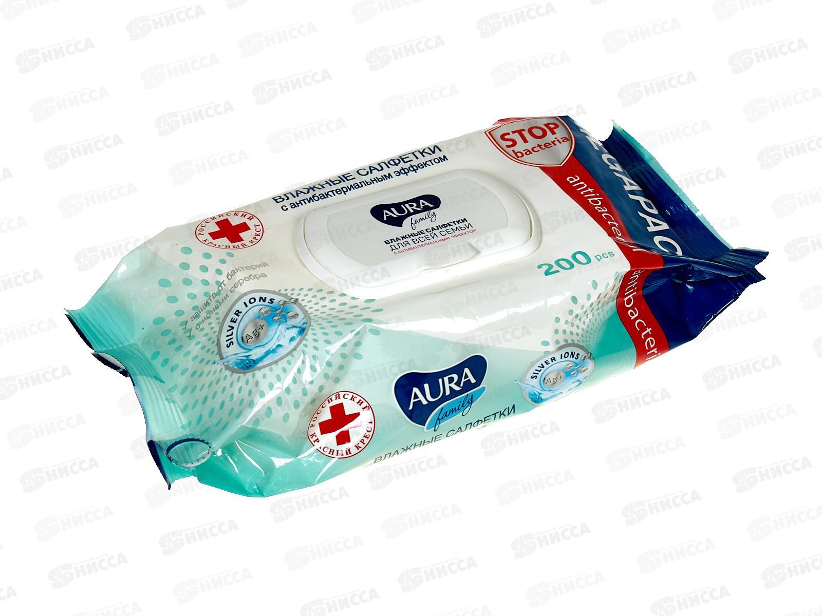 АУРА салфетки влажные антибактериальные 200шт с крышкой *12 FAMILI 33542