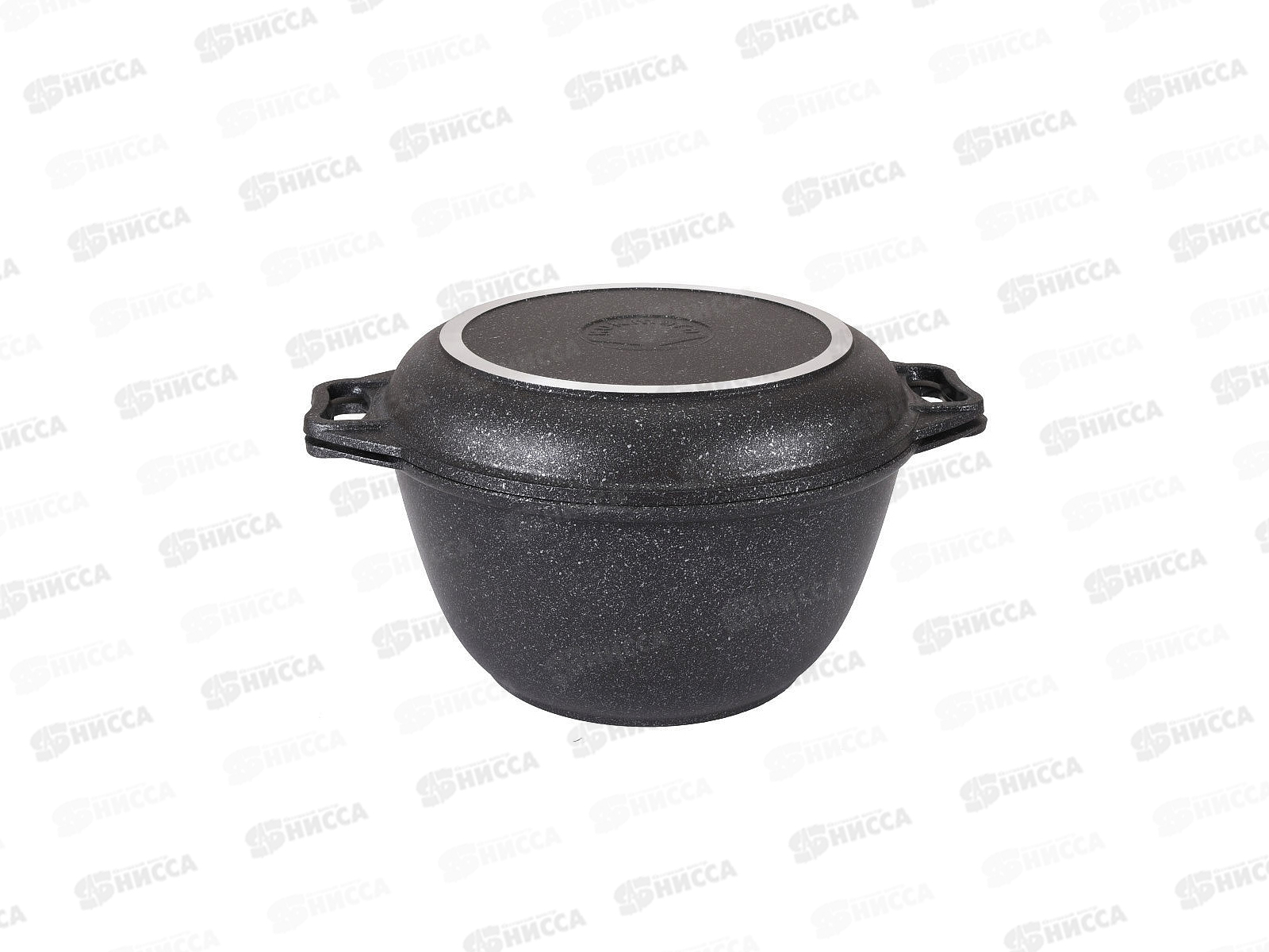 Казан с крышкой-сковородой 3,0л темный мрамор *кмт34а *3