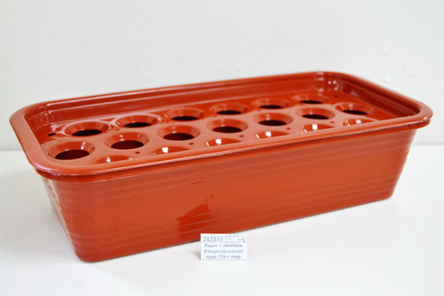 Ящик с лотком для выращивания лука 19яч терракотовый ИНТ*25