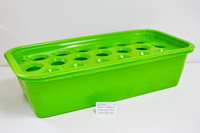 Ящик с лотком для выращивания лука 19яч зеленый ИНТ*25