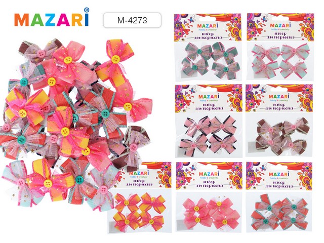 Набор для творчества  Бантики с пуговицей., 4шт, 7 цветов , М-4273*24