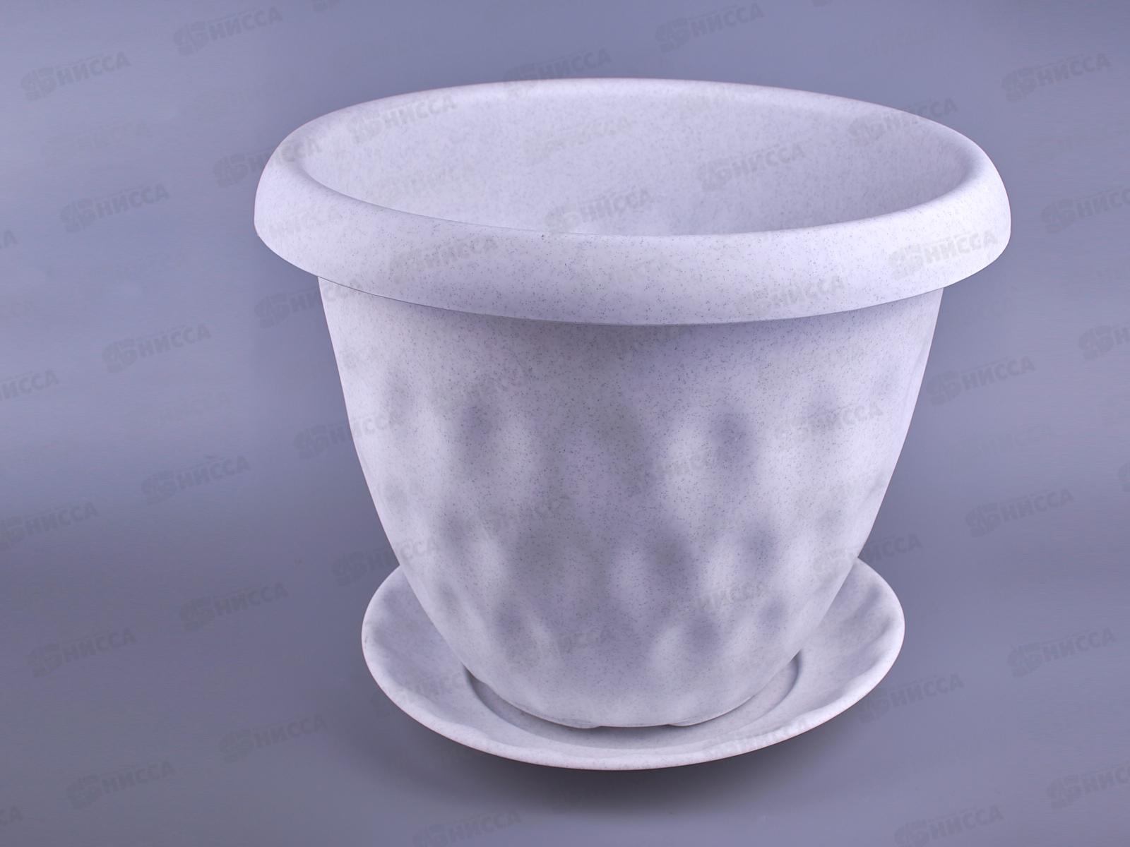 Горшок для растений Розетта мрамор с поддоном  21л Д400 С130МРА *4