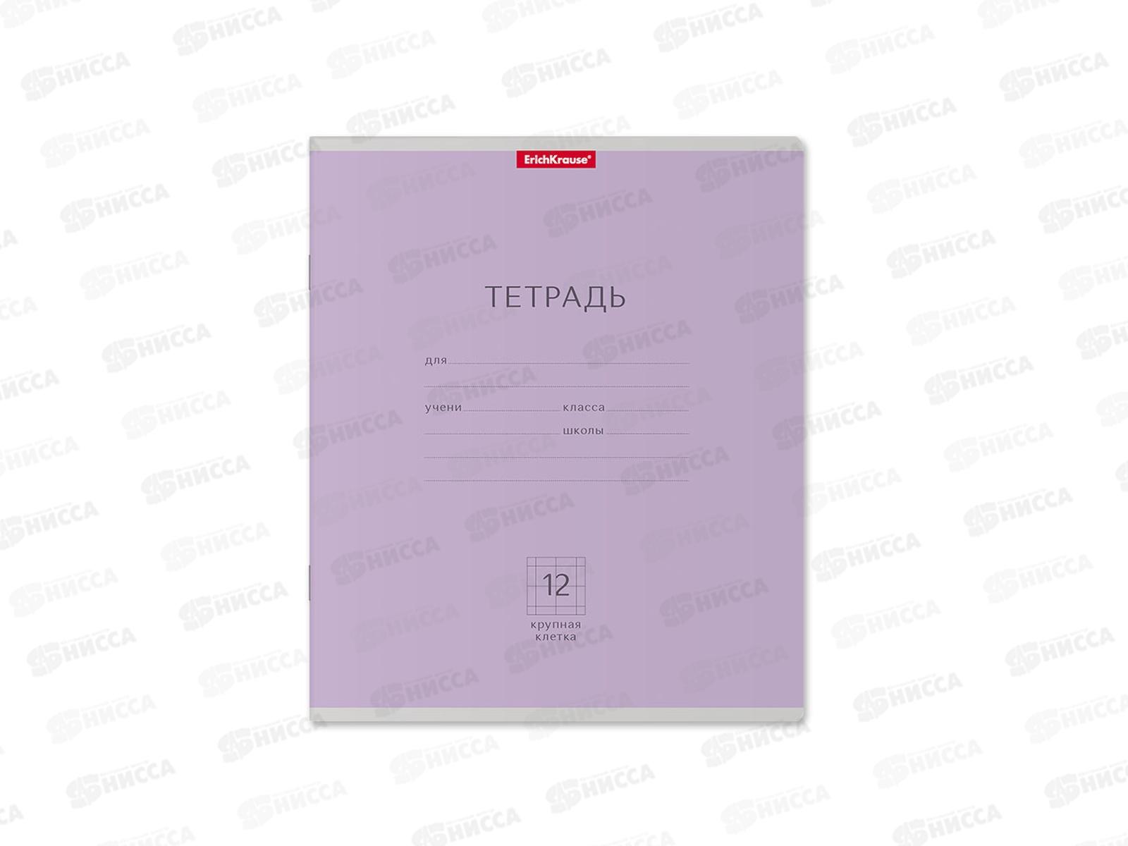 Тетрадь 12 листов крупная клетка  ПОЛИ Классика фиолетовая, 45001 *10/280