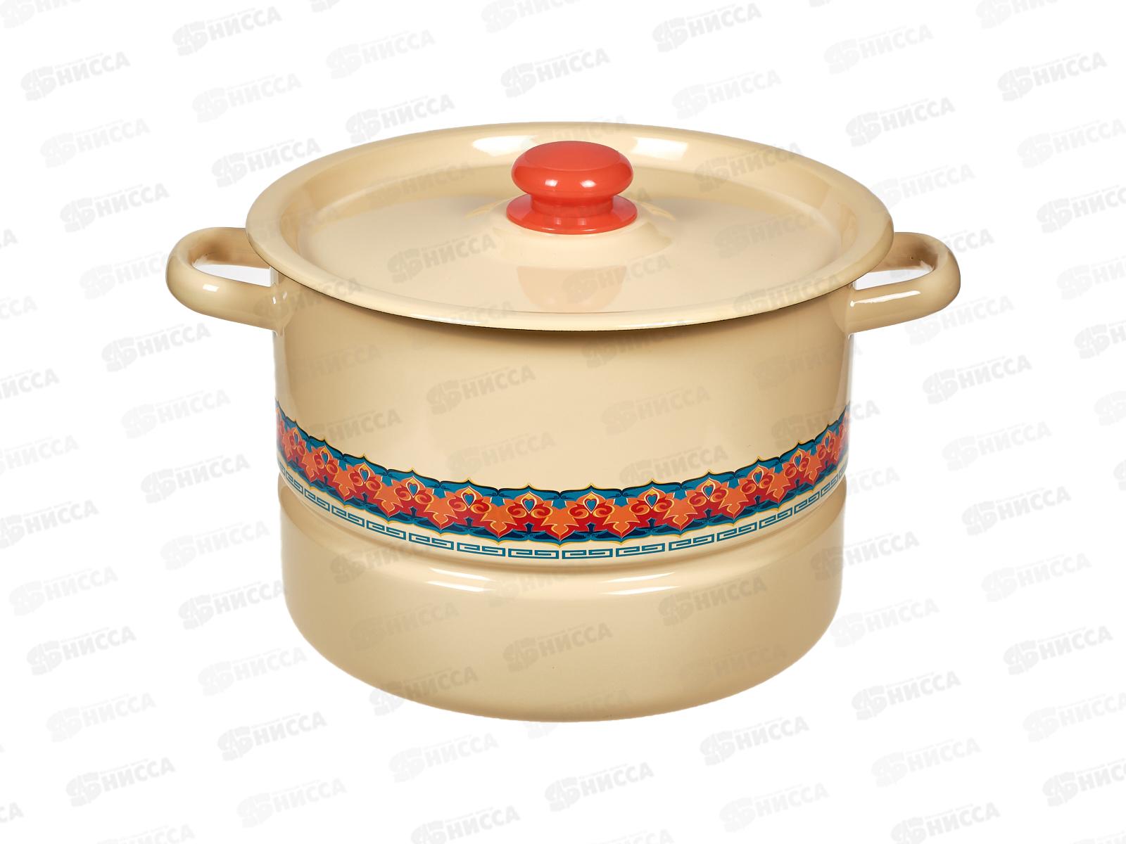 Мантоварка 7,5л декорированная палевая 2 вставки с пластм кнопкой С1720.3п  *2