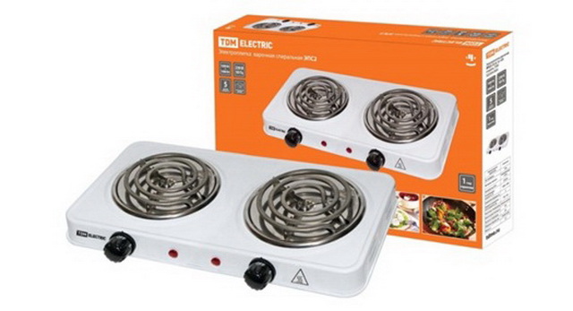 Плита электрическая двухконфорная  ЭПС2 2х1кВт спираль, TDM, 0002