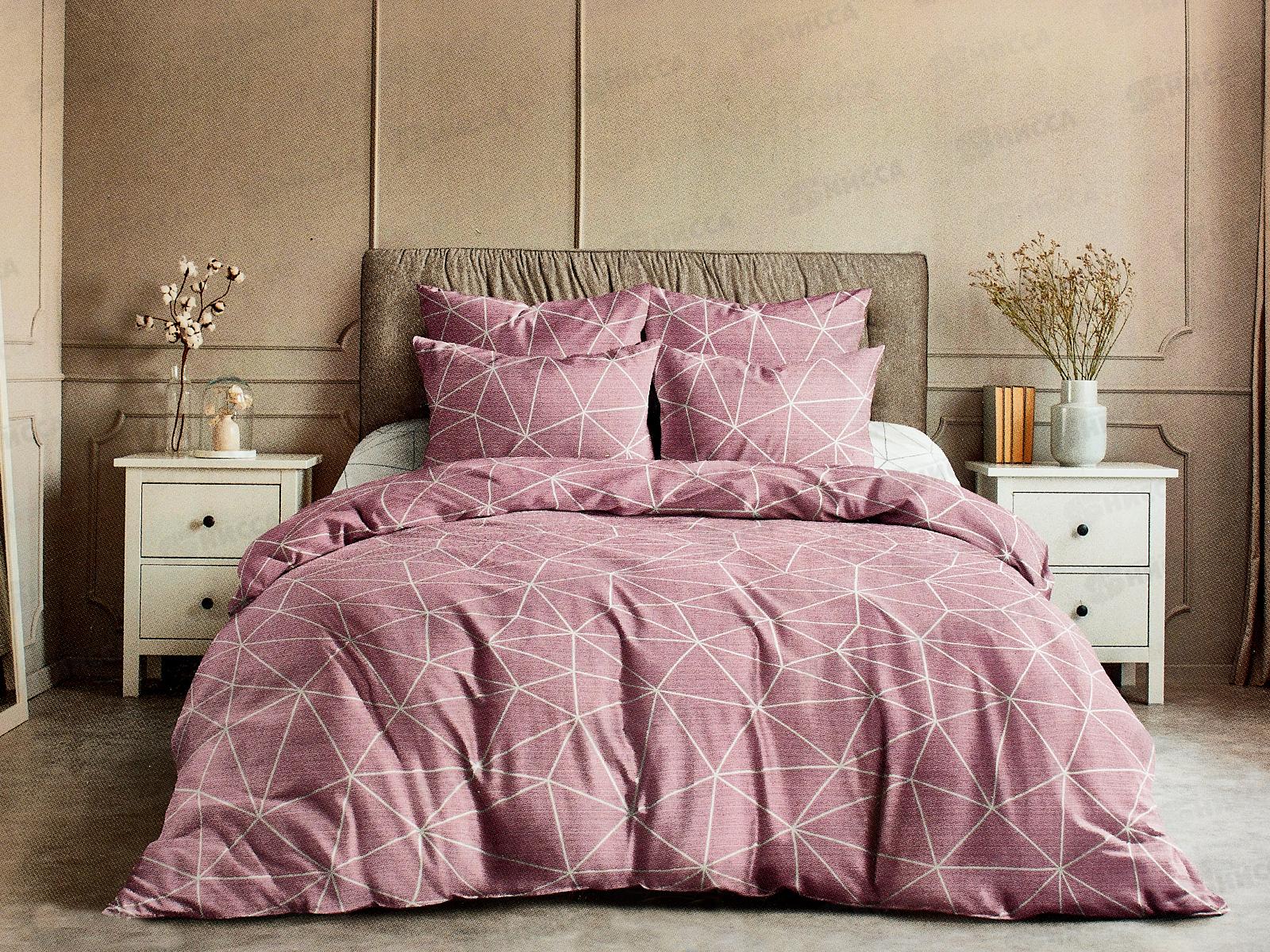Комплект постельного белья 2,0спальный с евро простынью. Поплин 120гр НН Грань (брусн.)