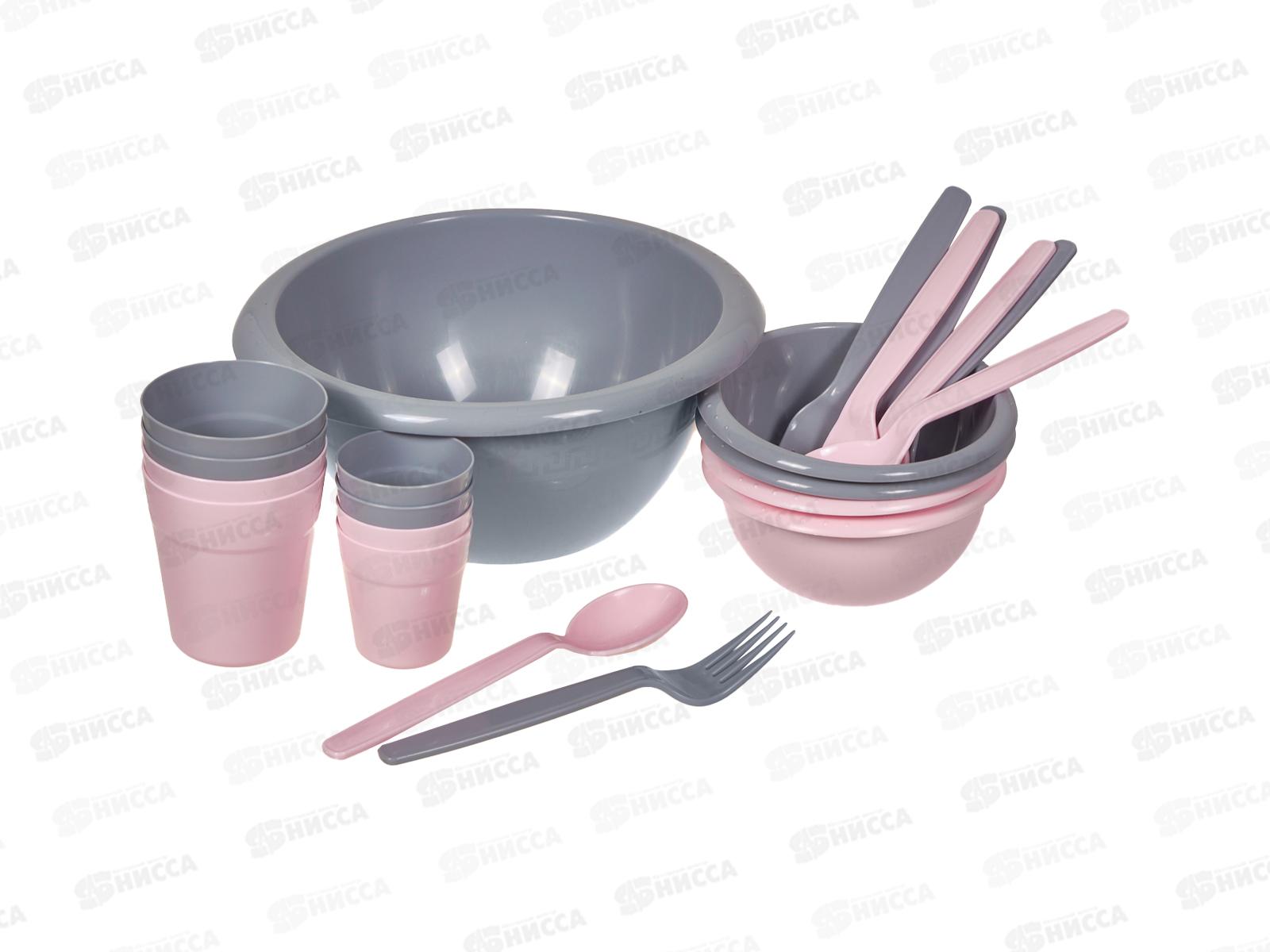 Набор для салата Летний ПЛЮС на 4 персоны Серый/розовый ИНТ *16