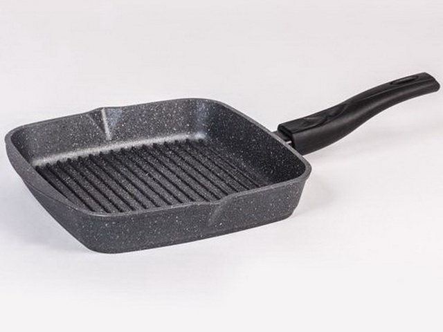 Сковорода-гриль ГРАНИТ квадратная антипригарное покрытие с съемной ручкой  066701