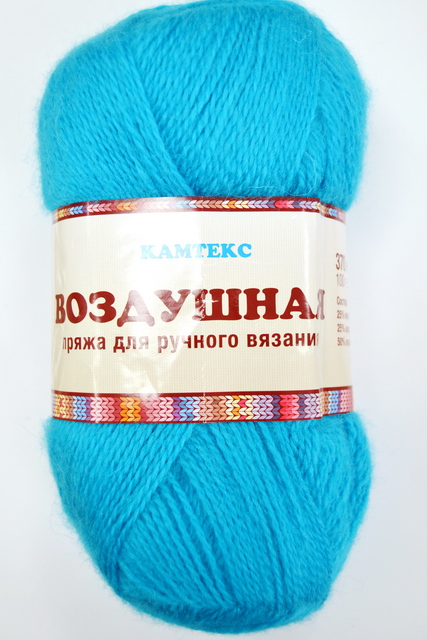 Пряжа Воздушная бирюза меринос25% шерсть25% акрил50% 100гр 370м 024