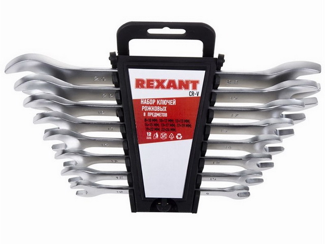 Набор ключей рожковых Rexant  8 предметов (8-24мм) *20