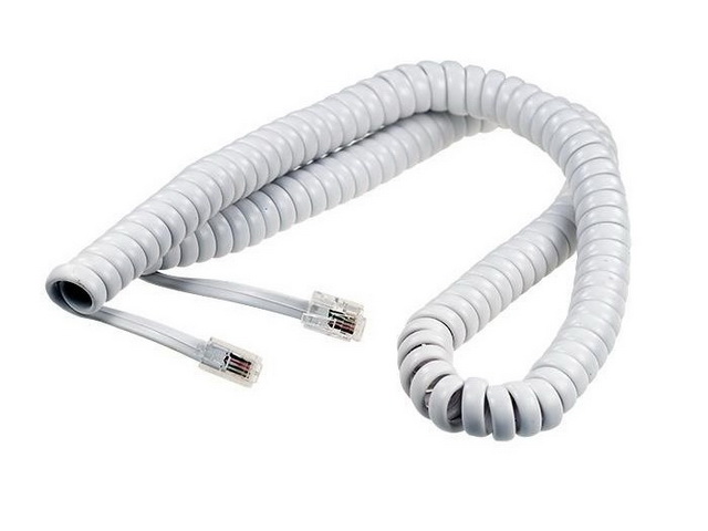 Шнур телефонный витой (для трубки) белый  4м Rexant *10/200
