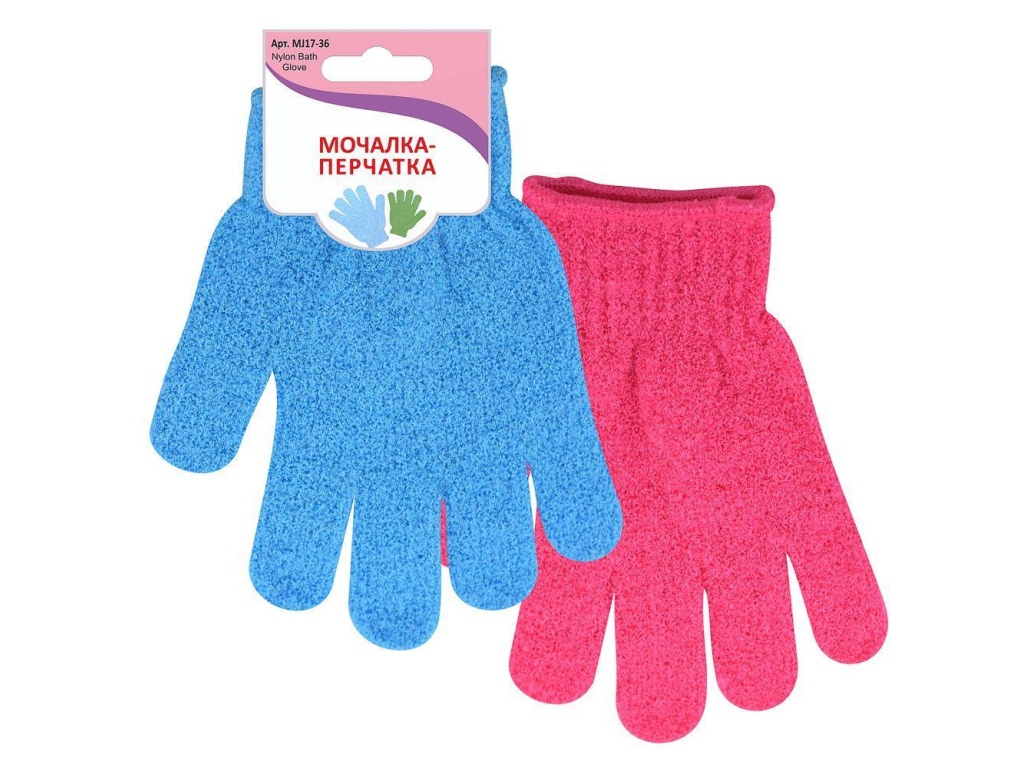 Мочалка-перчатка 4цвета MJ17-36 *12/240