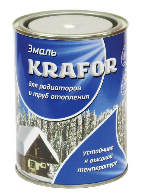 Эмаль алкидная белый для радиаторов отопления Krafor 0,9кг *6