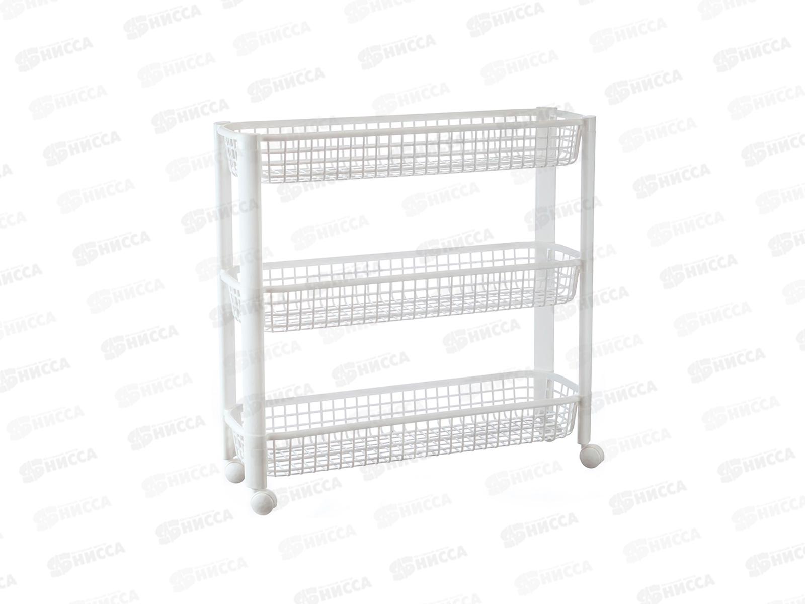 Полка узкая 3-х секционная на колесах Белый М2718 *4