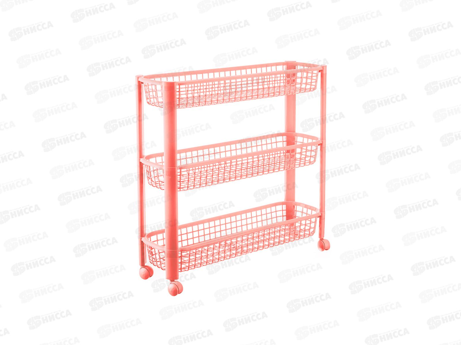 Полка узкая 3-х секционная на колесах чайная роза М2718 *4