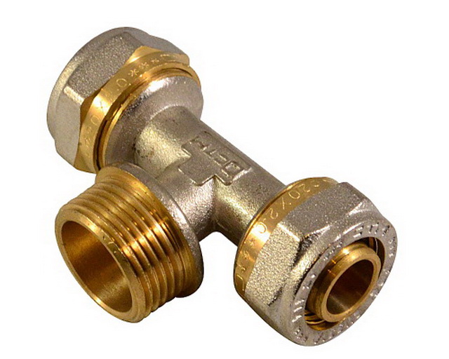 Тройник с наружной резьбой 16*1/2&quot*16 цанга/штуцер/цанга СТМ *10/80