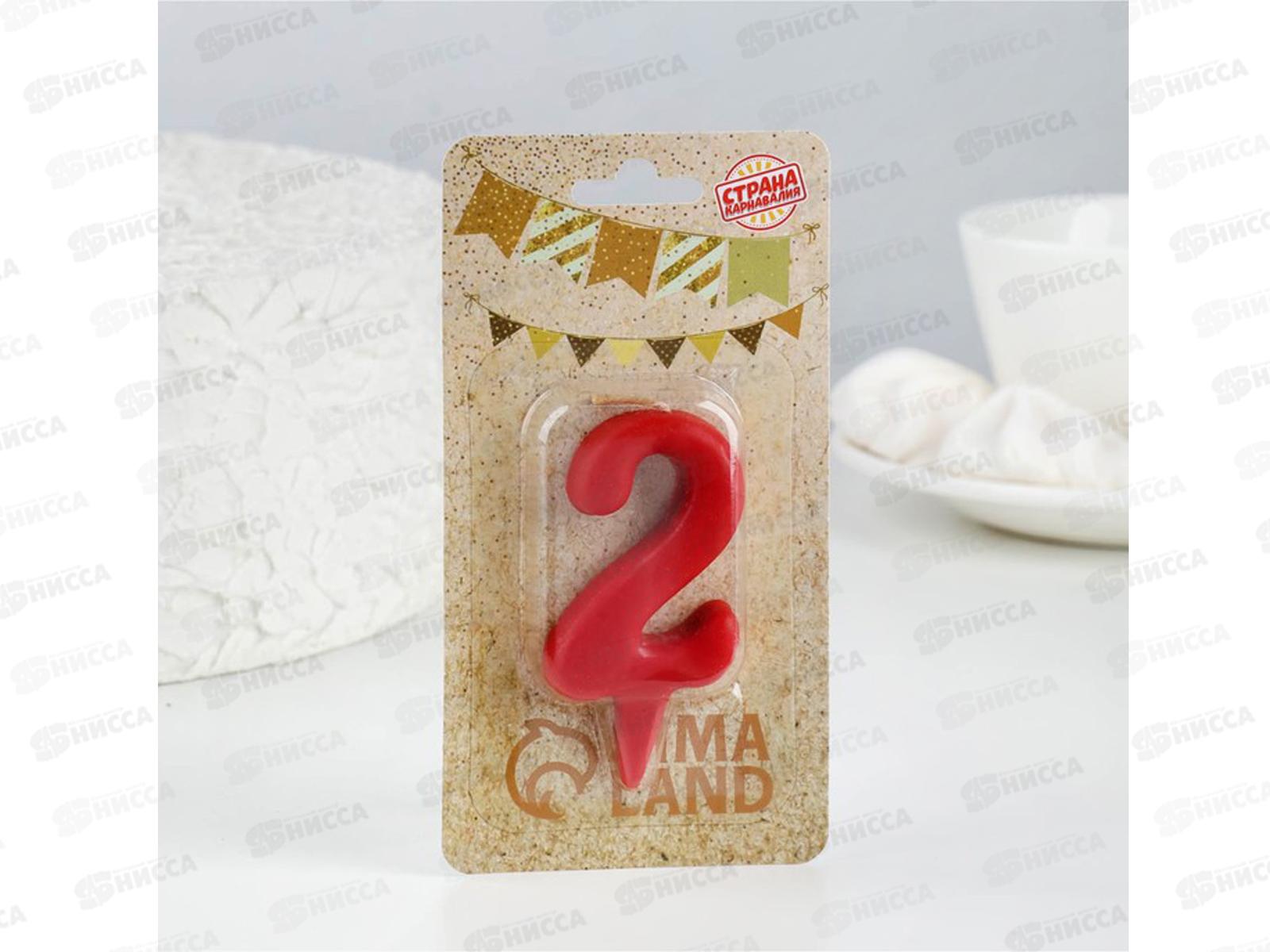 Свеча - цифра &quot4" красная "Овал" пленка 2303038