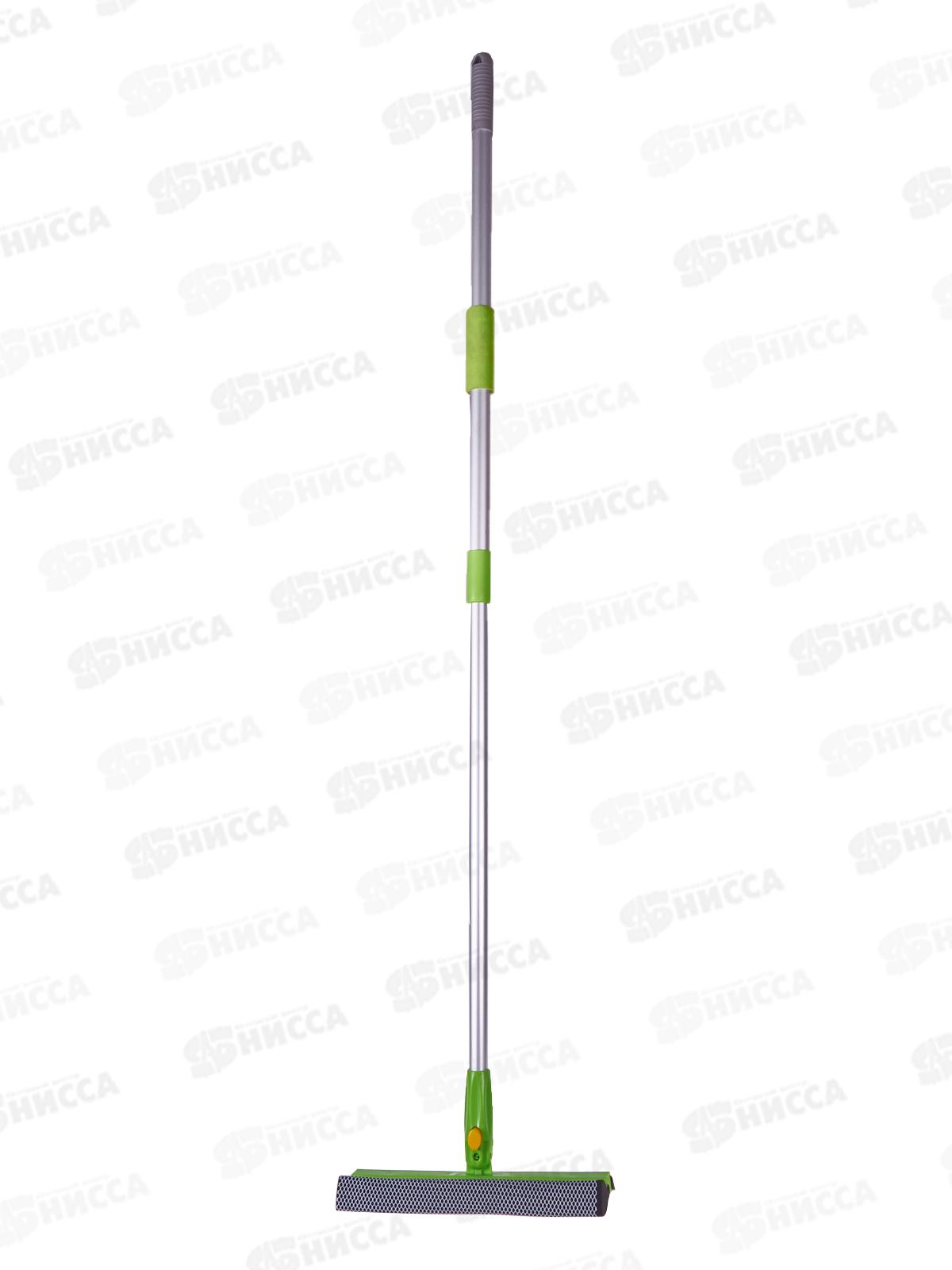 Окномойка &quotУмничка&quot 25см с телескопической ручкой поворот насадки 120см изумруд *50 С018