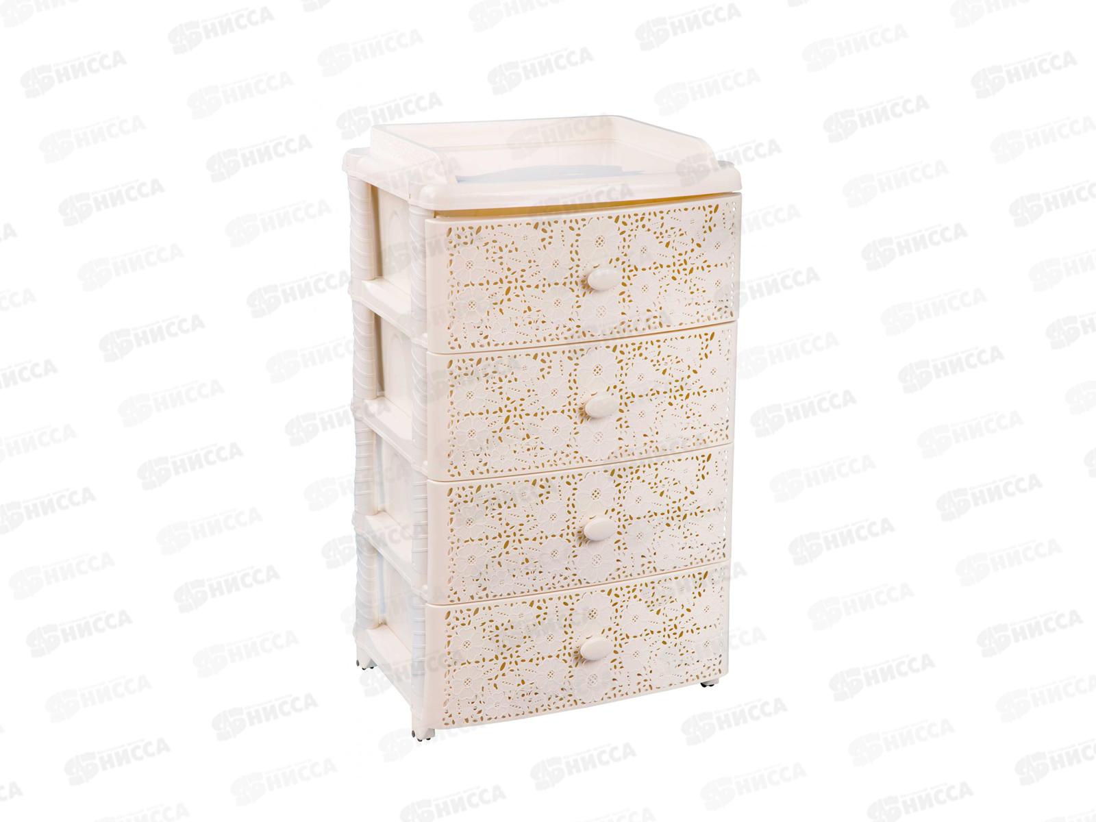 Комод 4-х секционный  широкий &quotЛаура&quot слоновая  кость *1 М6839