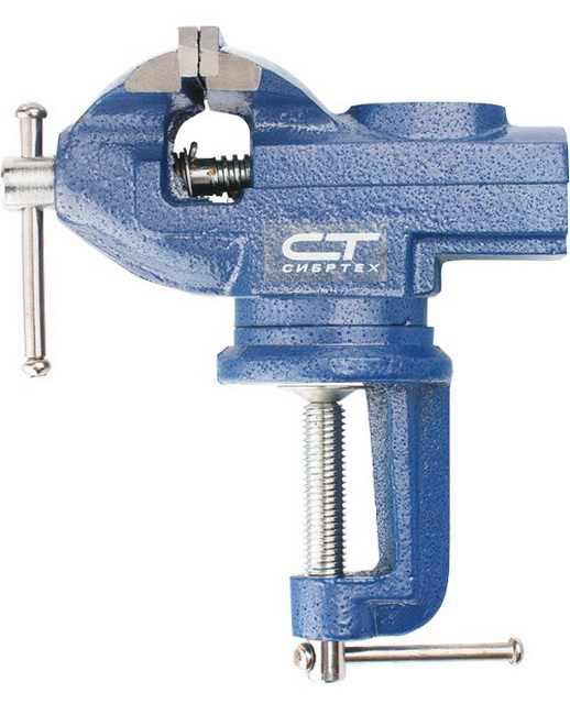 Тиски слесарные, настольные, поворотные,  65мм, наковальня, Сибртех, 18672