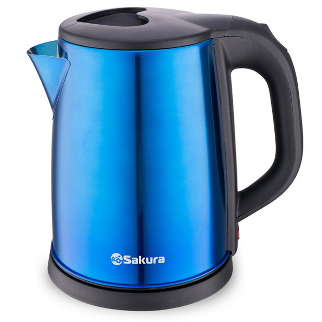 Чайник электрический SA-2149BL 2,0л нержавеющая сталь сине-черный  дисковый