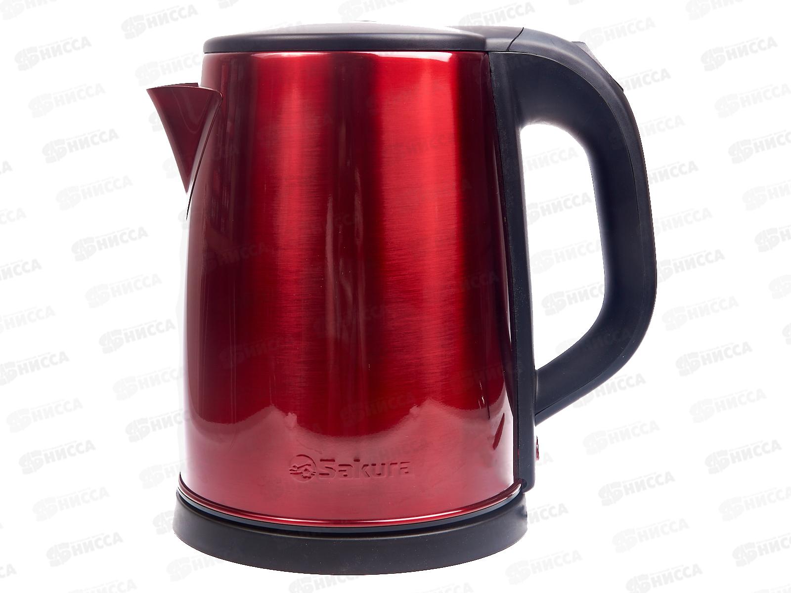 Чайник электрический SA-2149BR 2,0л нержавеющая сталь красно-черный дисковый