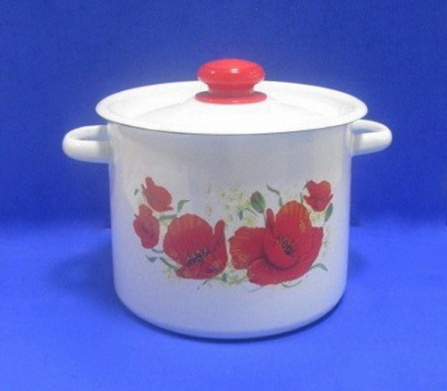 Кастрюля 3,5л цилиндрическая декорированная Маки с пластиковой кнопкой С1612.3*67 *4