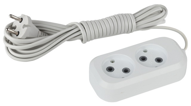 Удлинитель ЭРА UX(6)-2-3m без заземления,  ПВС, 3м 2 гнезда 1300Вт *20